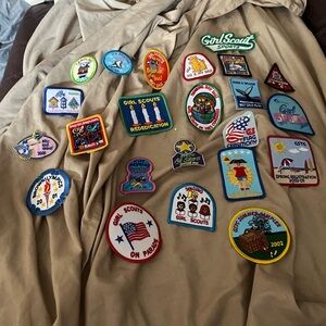 Vintage Girl Scouts Badge Patches Pins Huge Lot Of 23 Scouting Camping Not used